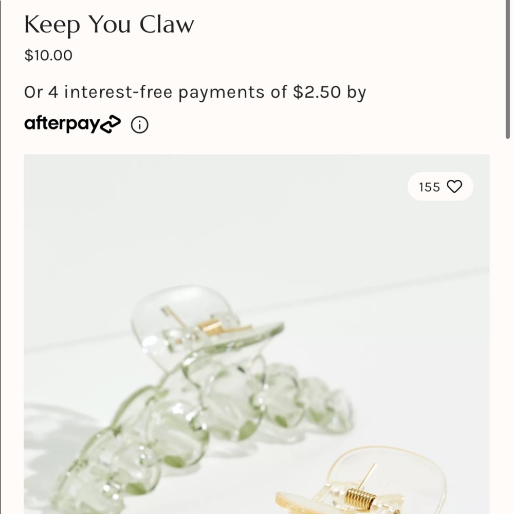 ISO Green Free People “Keep You” Claw Hair Clip